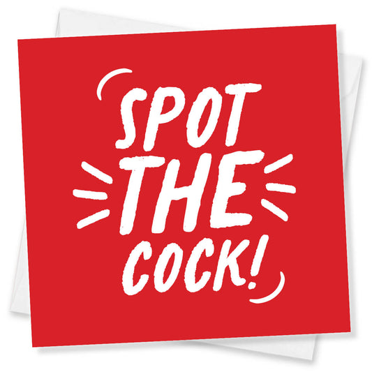 Rude Christmas Card, Funny “Spot the Cock” Joke, Cheeky Xmas Card with Pointing Hand Gag Inside