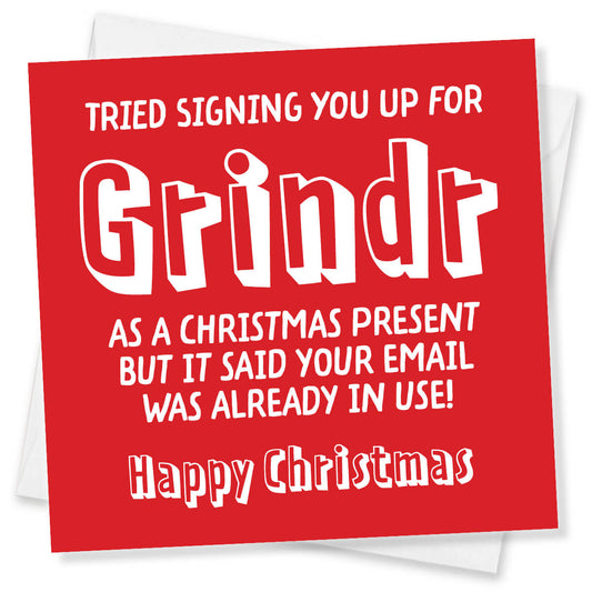 Rude Christmas Card, Funny Grindr Joke, Humorous Xmas Card for Friends & Co-Workers