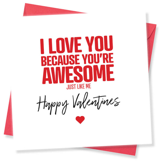 Funny Valentine’s Day Card – I Love You because You’re Awesome, Just like meFunny Valentine’s Day Card – I Love You because You’re Awesome, Just like me
