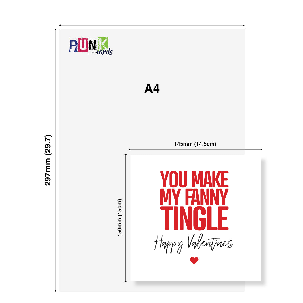 Funny Rude Valentine’s Day Card – “You Make My Fanny Tingle” – Naughty Valentine’s Card for Her – Cheeky Romantic Card by Punk Cards