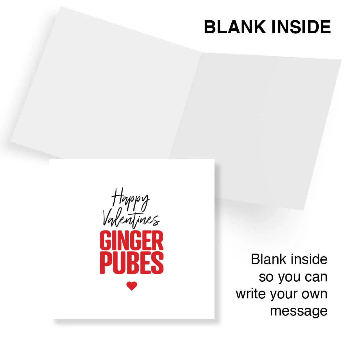 Funny rude Valentine's Day card with bold red text, blank inside for custom message