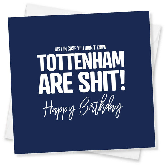 Navy blue birthday card with white text on a white background