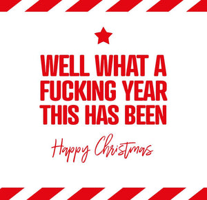 funny christmas card saying Well what a fucking year this has been
