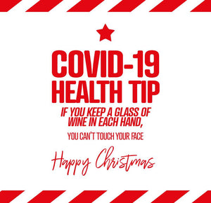 funny christmas card saying Covid-19 Health Tip