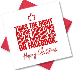funny christmas card saying Twas The Night Before Christmas
