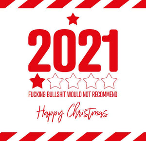 funny christmas card saying 2020 Fucking Bullshit would not recommend