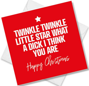 funny christmas card saying Twinkle Twinkle Little Stat What A Dick I Think You Are