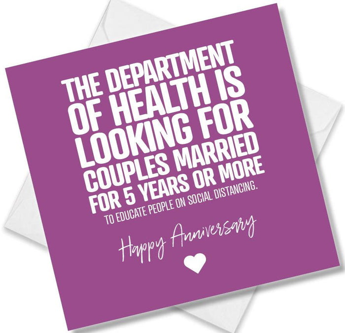 The department of health is looking for couples married for 5 years or more
