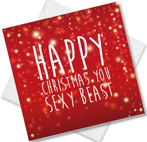 Christmas Card saying Happy Christmas You Sexy Beast