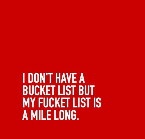 I Don’t Have A Bucket List But My Fucket List Is A Mile Long